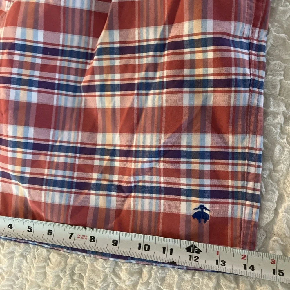Brooks Brothers Plaid Swim Shorts‎ Trunks XL Red White Blue Mens Drawstring